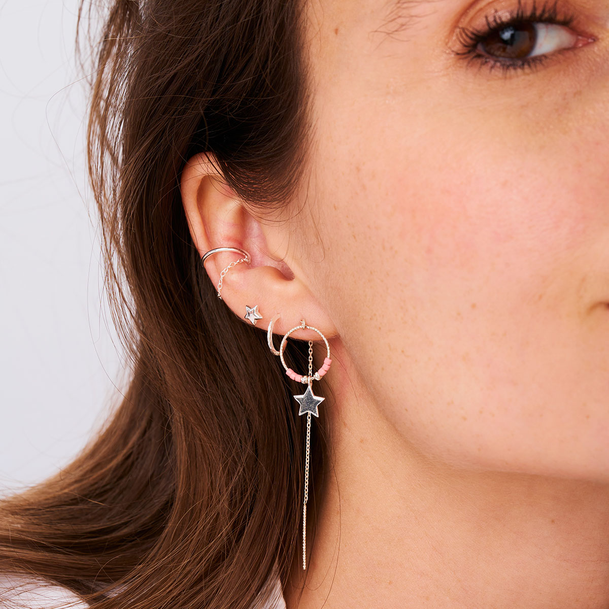 Boucles Pendantes Argent 925 L Étoile Envoûtante Rose Pastel Corail