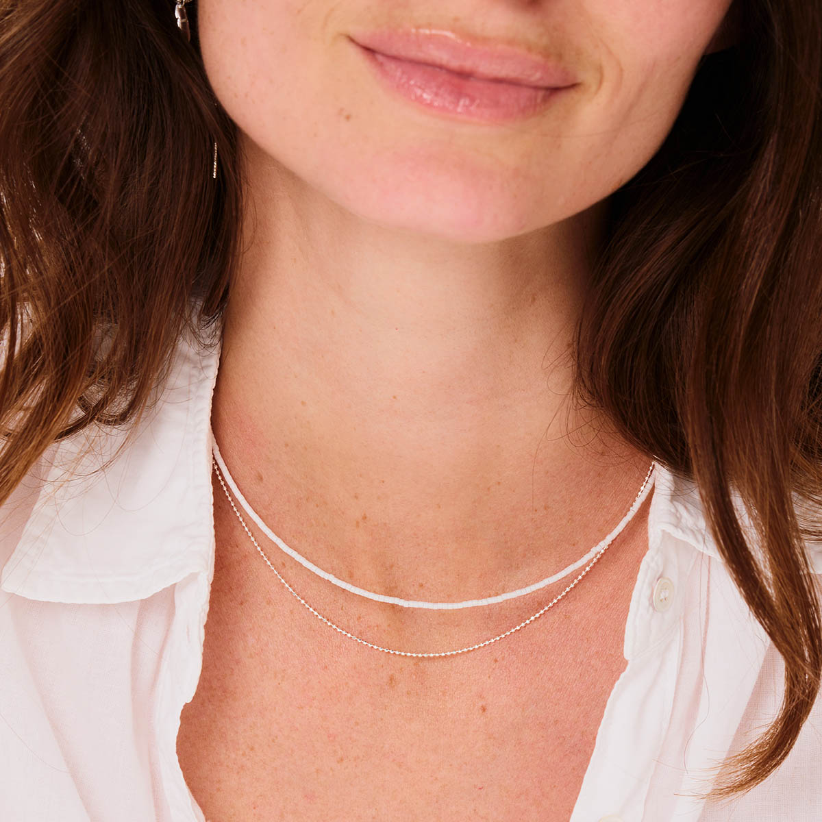 Collier Double Rangs Argent 925 Blanc Le Miyuki