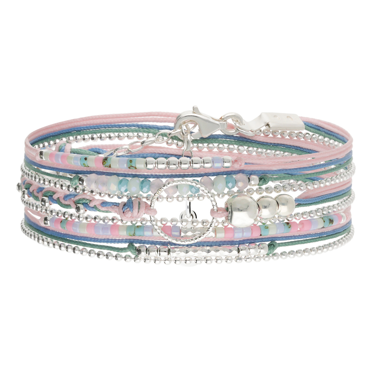 Bracelet 3 Tours Argent 925 Bleu Rose Le Somptueux