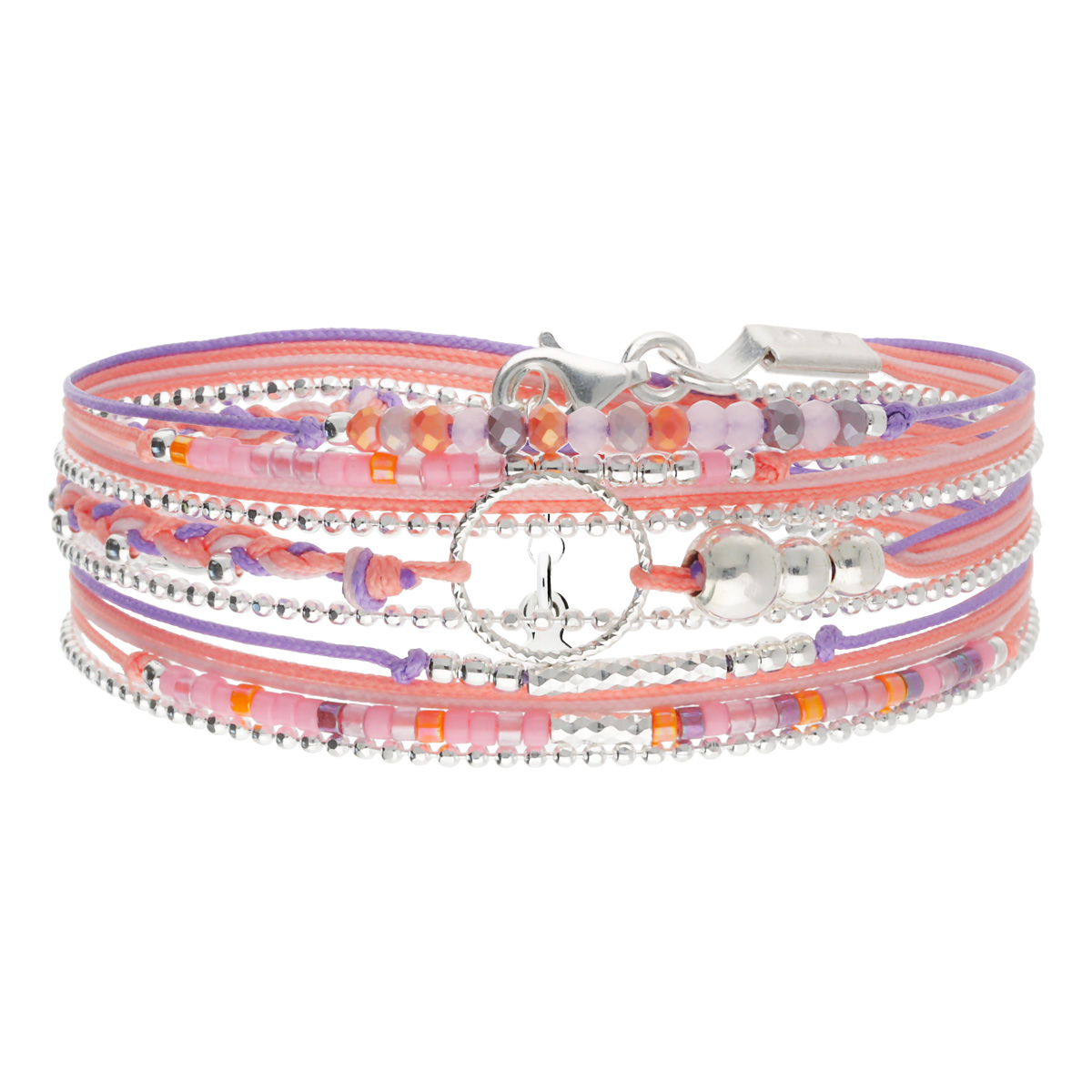 Bracelet 3 Tours Argent 925 Rose Violet Le Somptueux