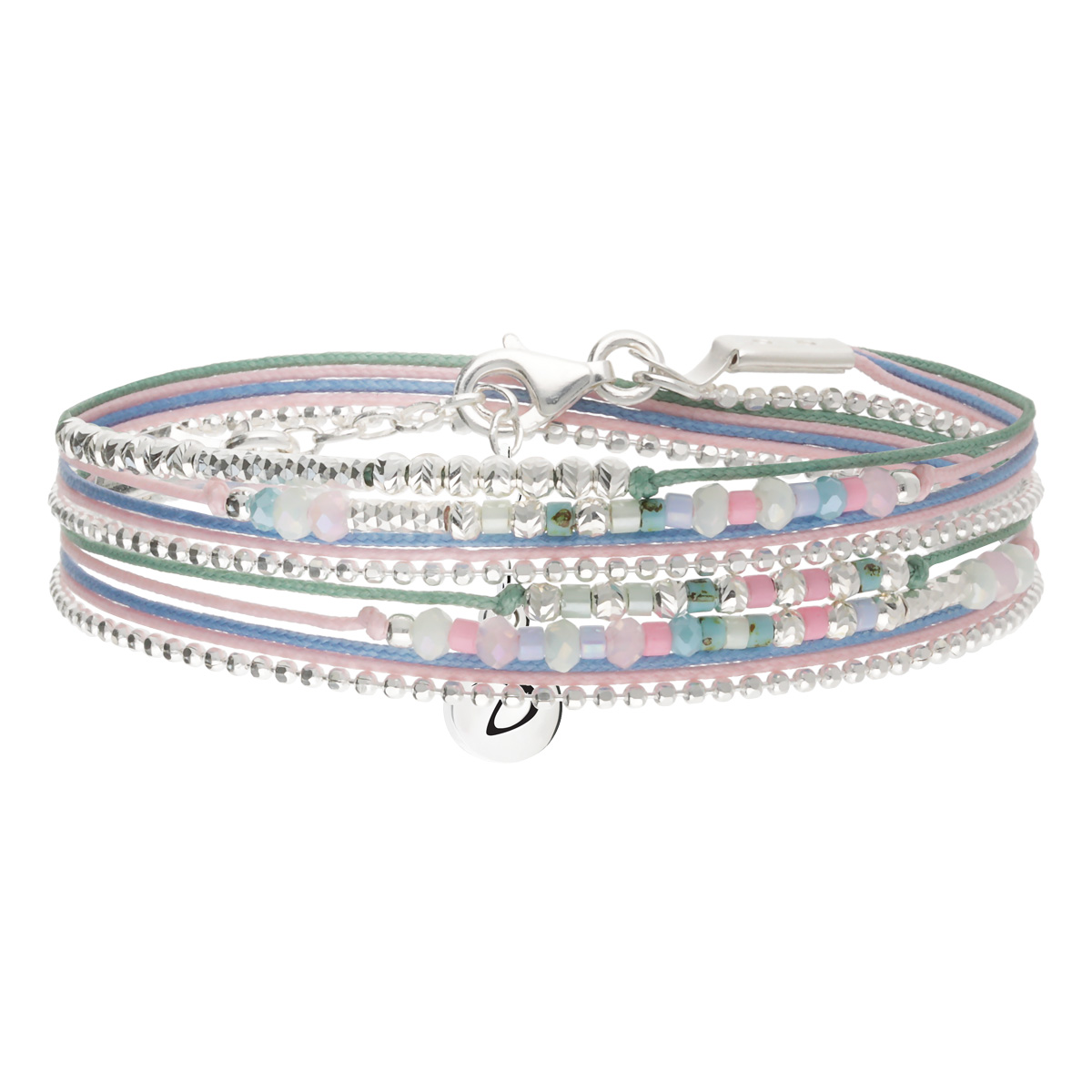 Bracelet 2 Tours Argent 925 Bleu Rose Formosa