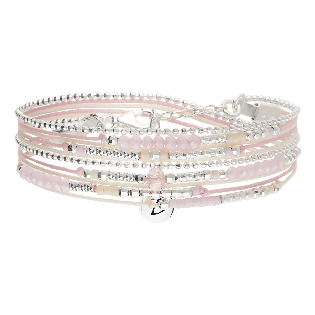 Bracelet 2 Tours Argent 925 Rose Pastel Atlanta