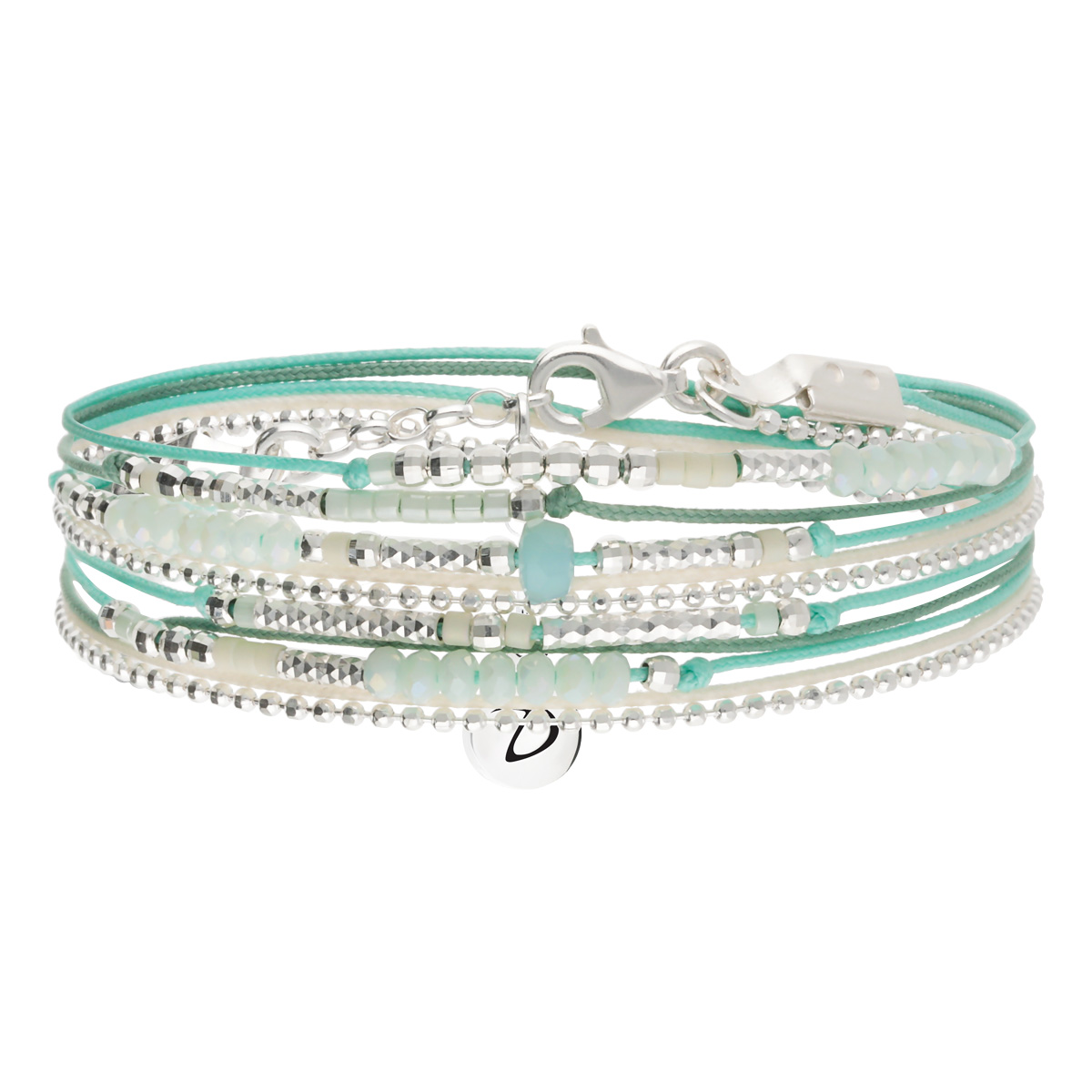 Bracelet 2 Tours Argent 925 Vert Pastel Atlanta