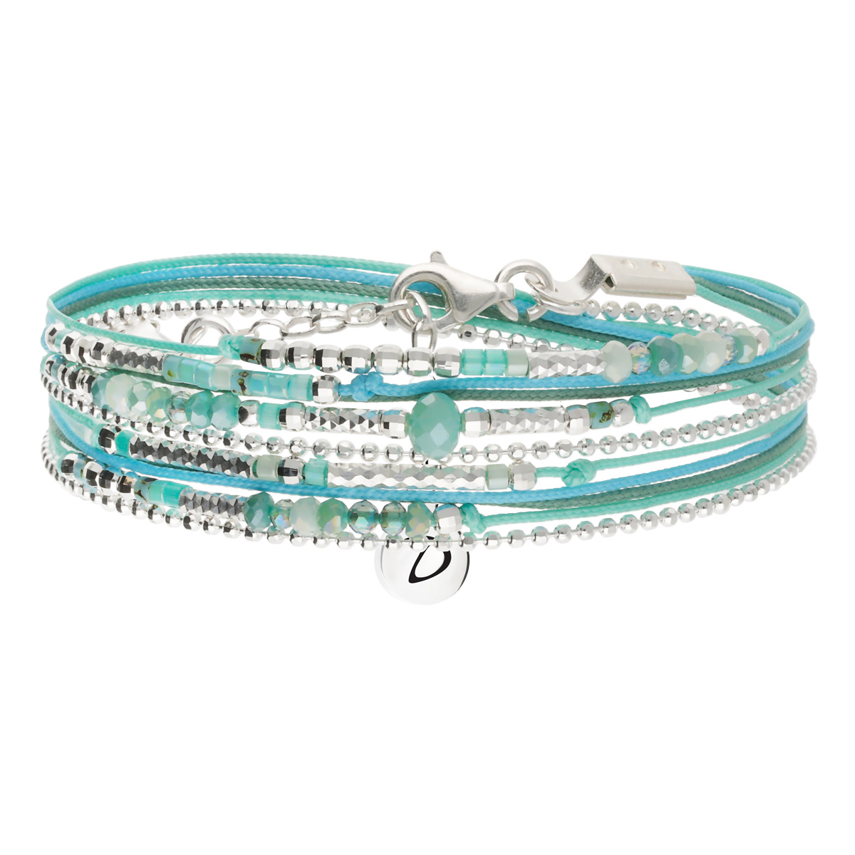Bracelet 2 Tours Argent 925 Vert Turquoise Atlanta