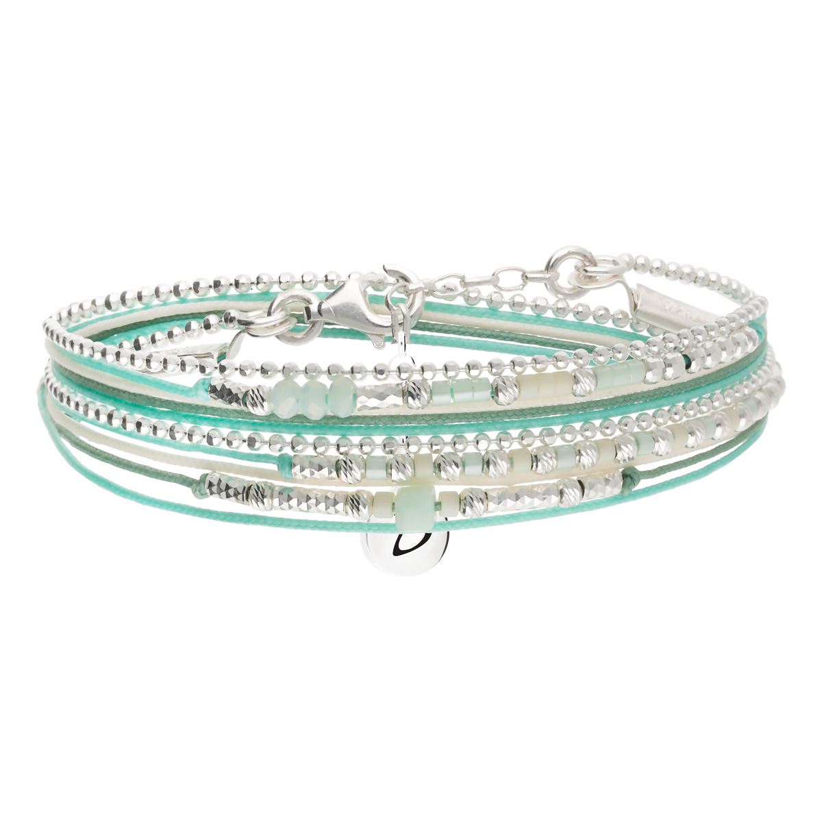 Bracelet 2 Tours Argent 925 Vert Pastel Le Petit Cube