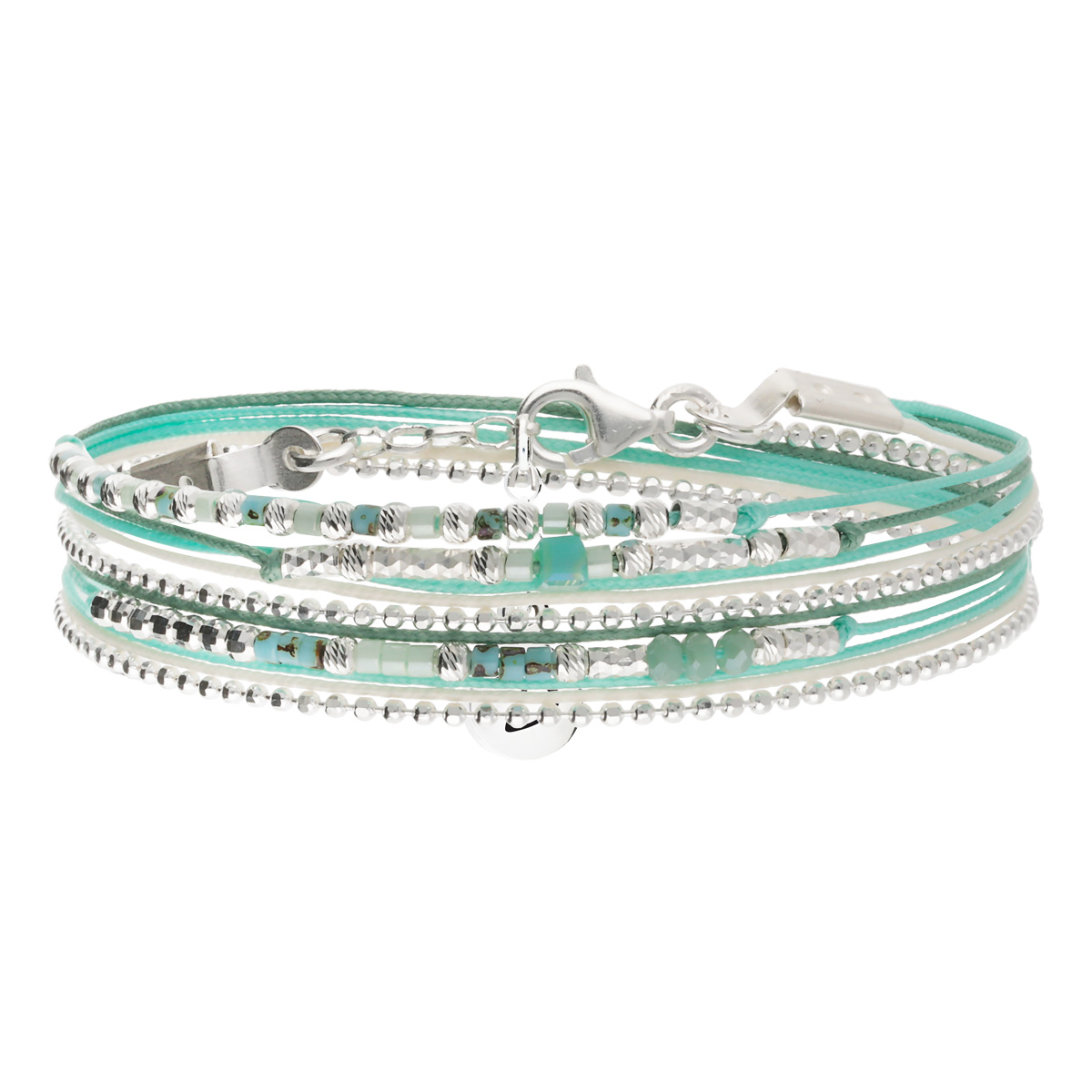 Bracelet 2 Tours Argent 925 Vert Le Petit Cube
