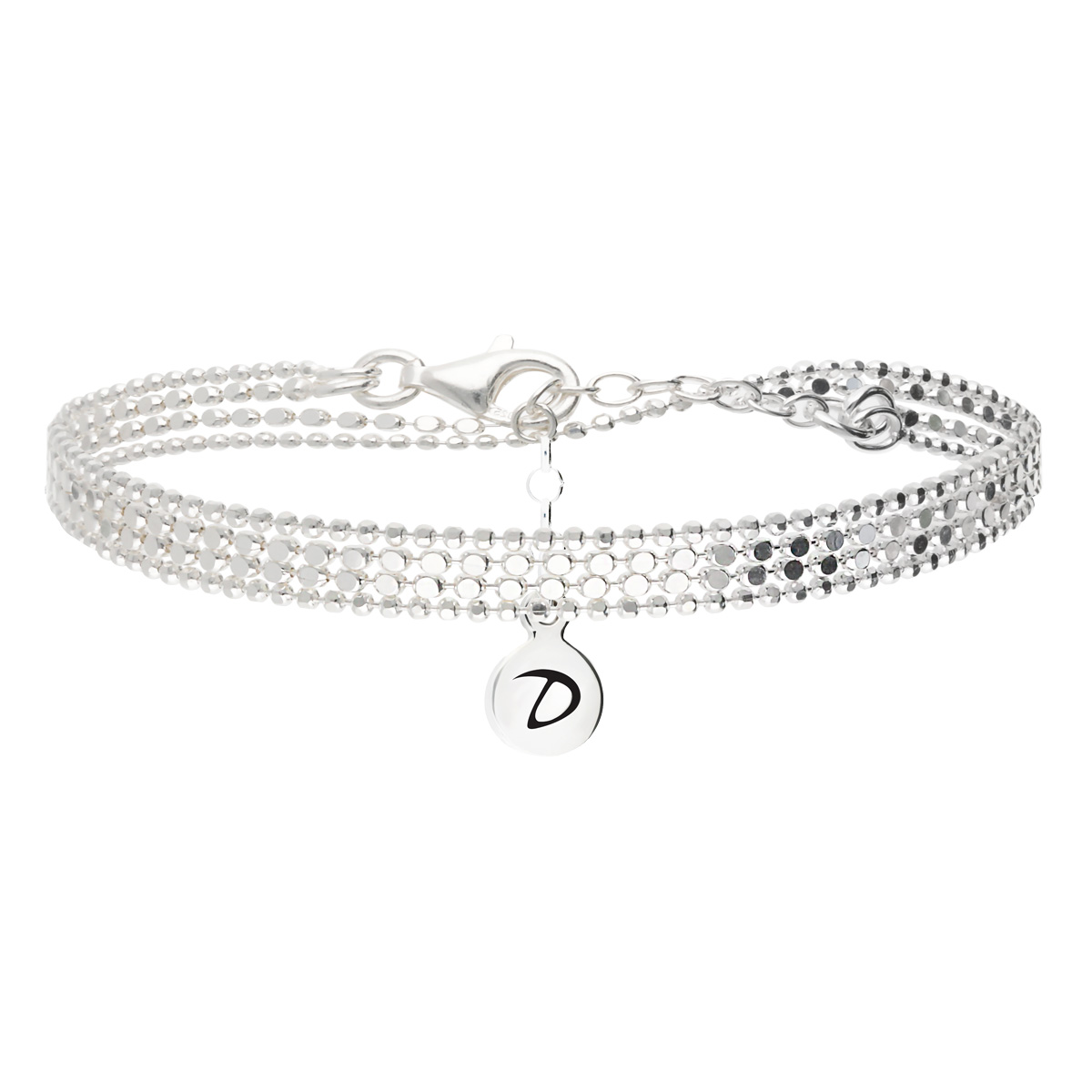 Bracelet Multi-Chaînes 2 Tours Argent 925 Cubes