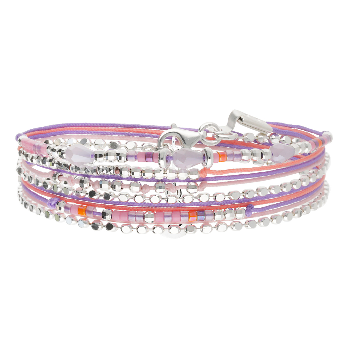 Bracelet 2 Tours Argent 925 Rose Violet Le Tube