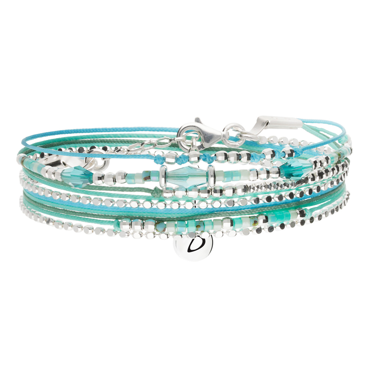 Bracelet 2 Tours Argent 925 Vert Turquoise Le Tube