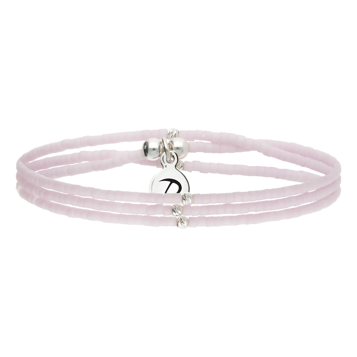 Bracelet Élastique 3 Tours Argent 925 Miyuki Rose Pastel