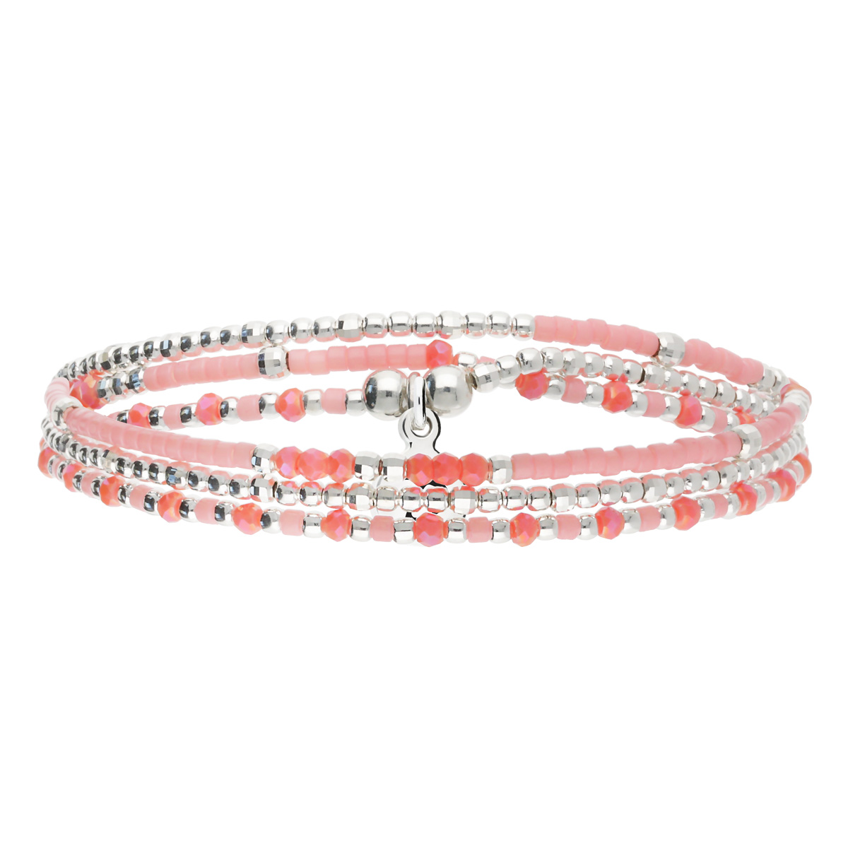 Bracelet Élastique 3 Tours Argent 925 Corail Santa-Giulia