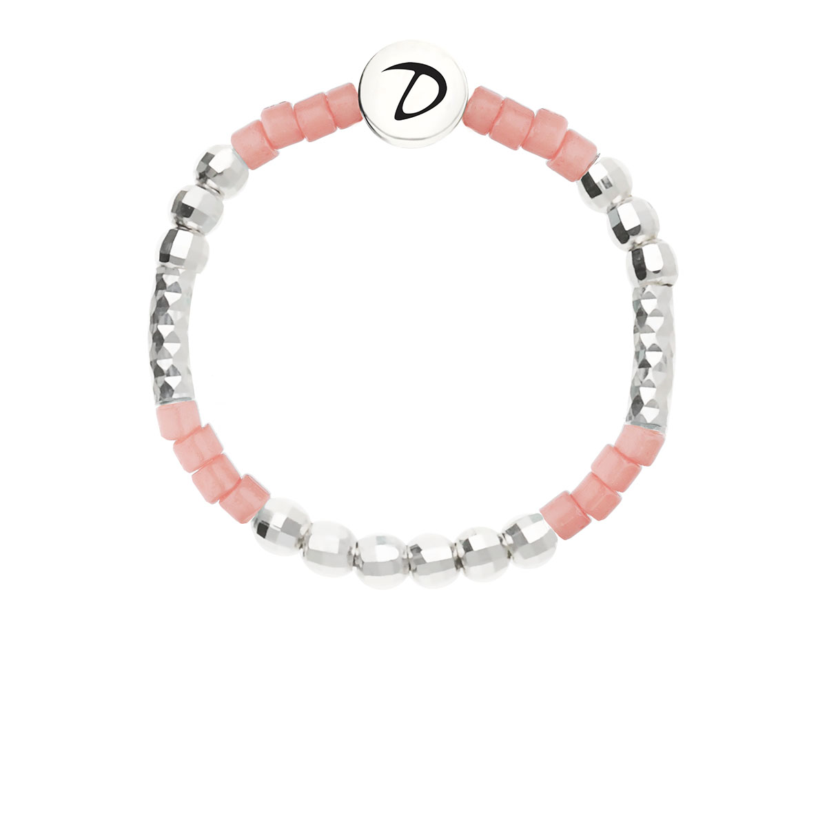 Bague Élastique Argent 925 Miyuki Rose Corail Sorrento