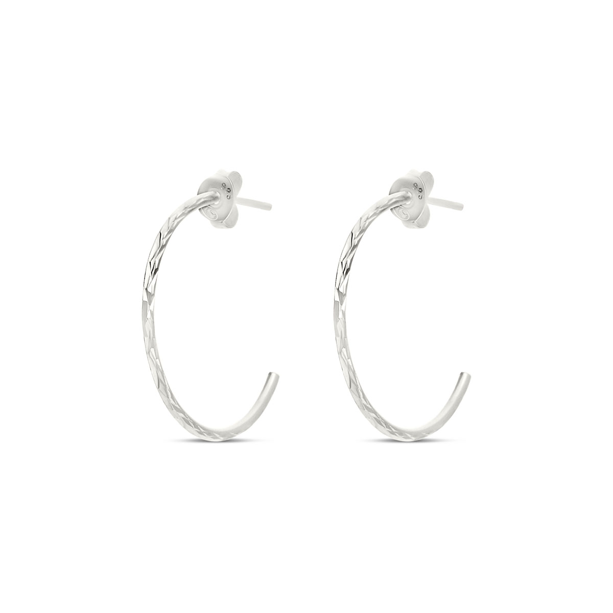 CRÉOLES FINES DIAMANTÉES 24MM ARGENT 925