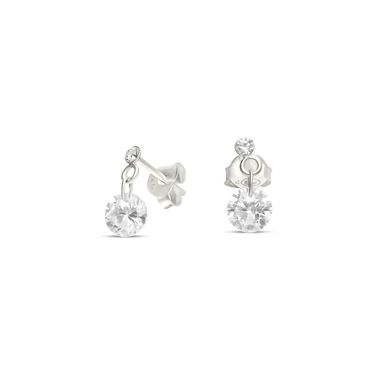 Boucles Argent 925 Oxyde Rond Pendant 5mm