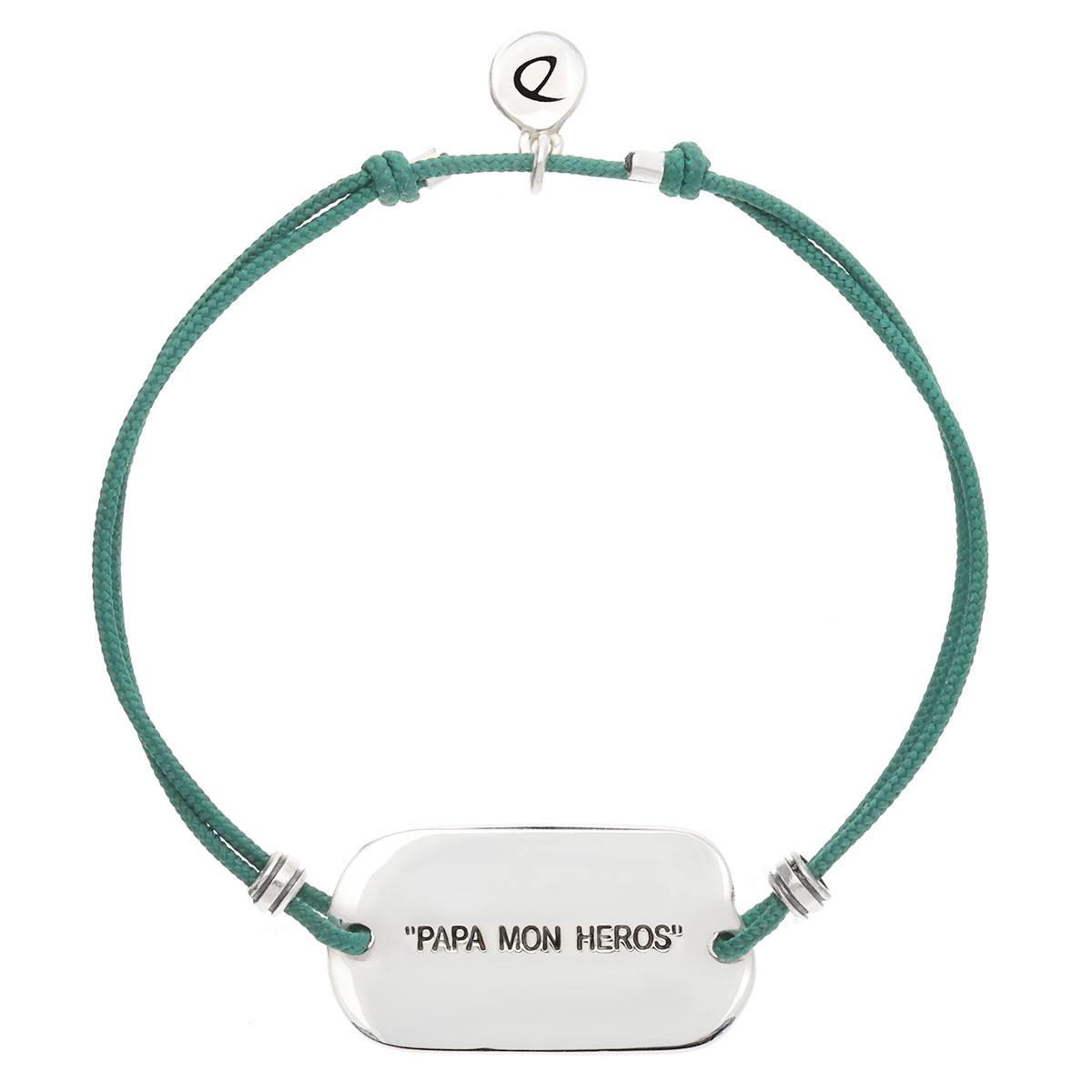 BRACELET MESSAGE HOMME PAPA MON HÉRO CORDON VERT BLEU