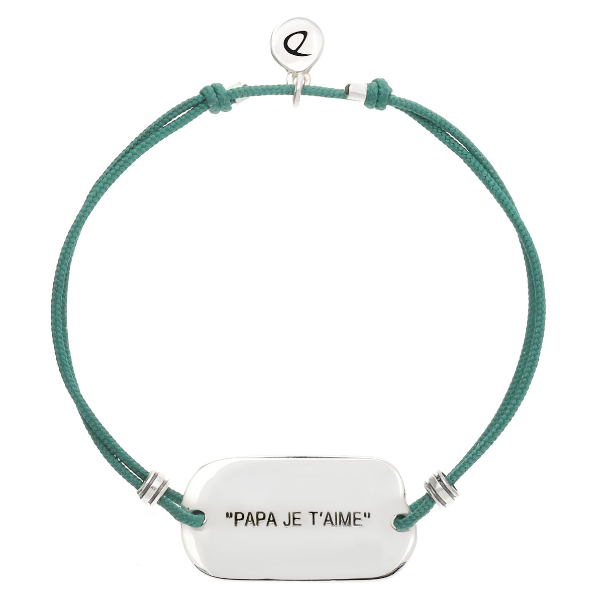 BRACELET MESSAGE HOMME  PAPA JE T\'AIME CORDON VERT BLEU