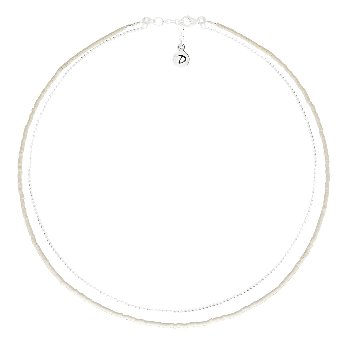Collier Double Rangs Argent 925 Ivoire Le Miyuki