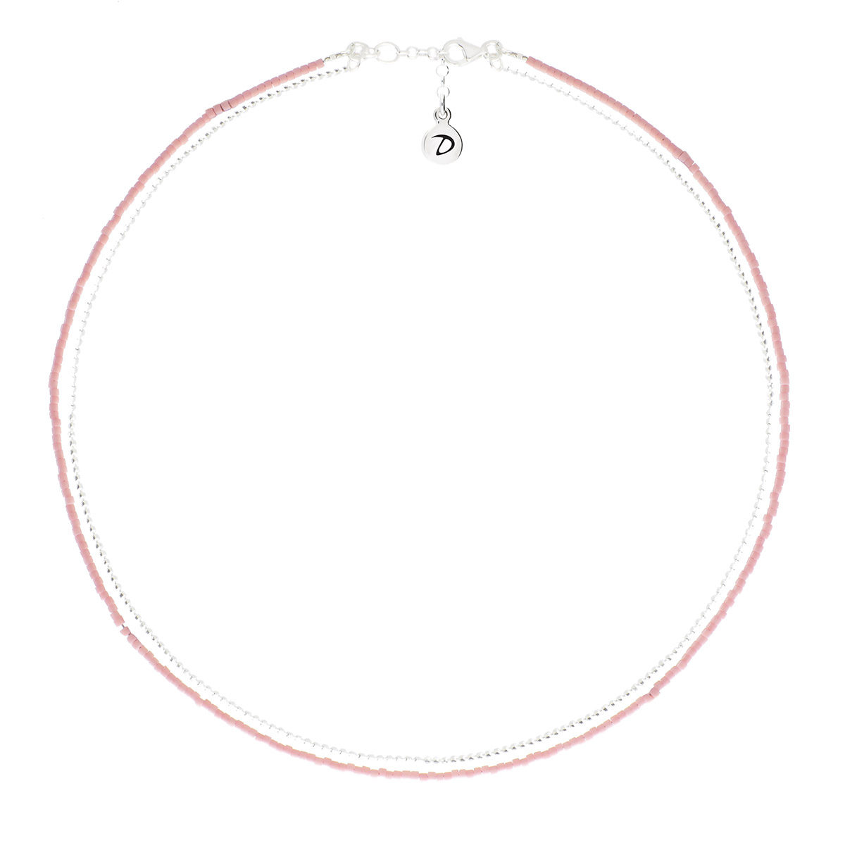 Collier Double Rangs Argent 925 Rose Le Miyuki