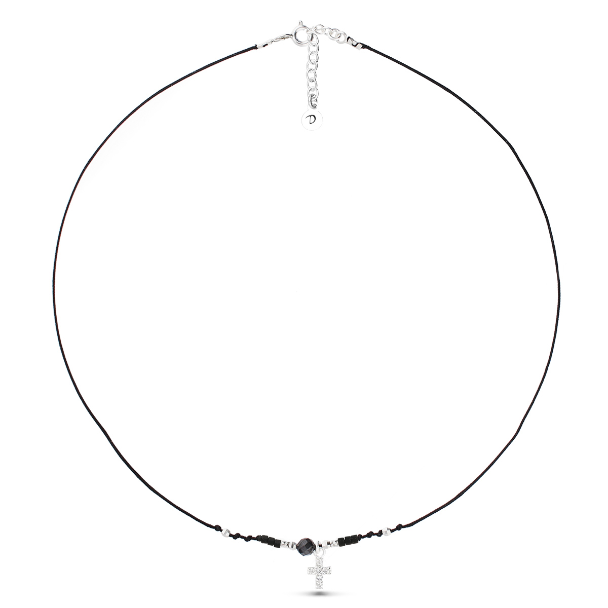 COLLIER SAMARRA NOIR CROIX OXYDE