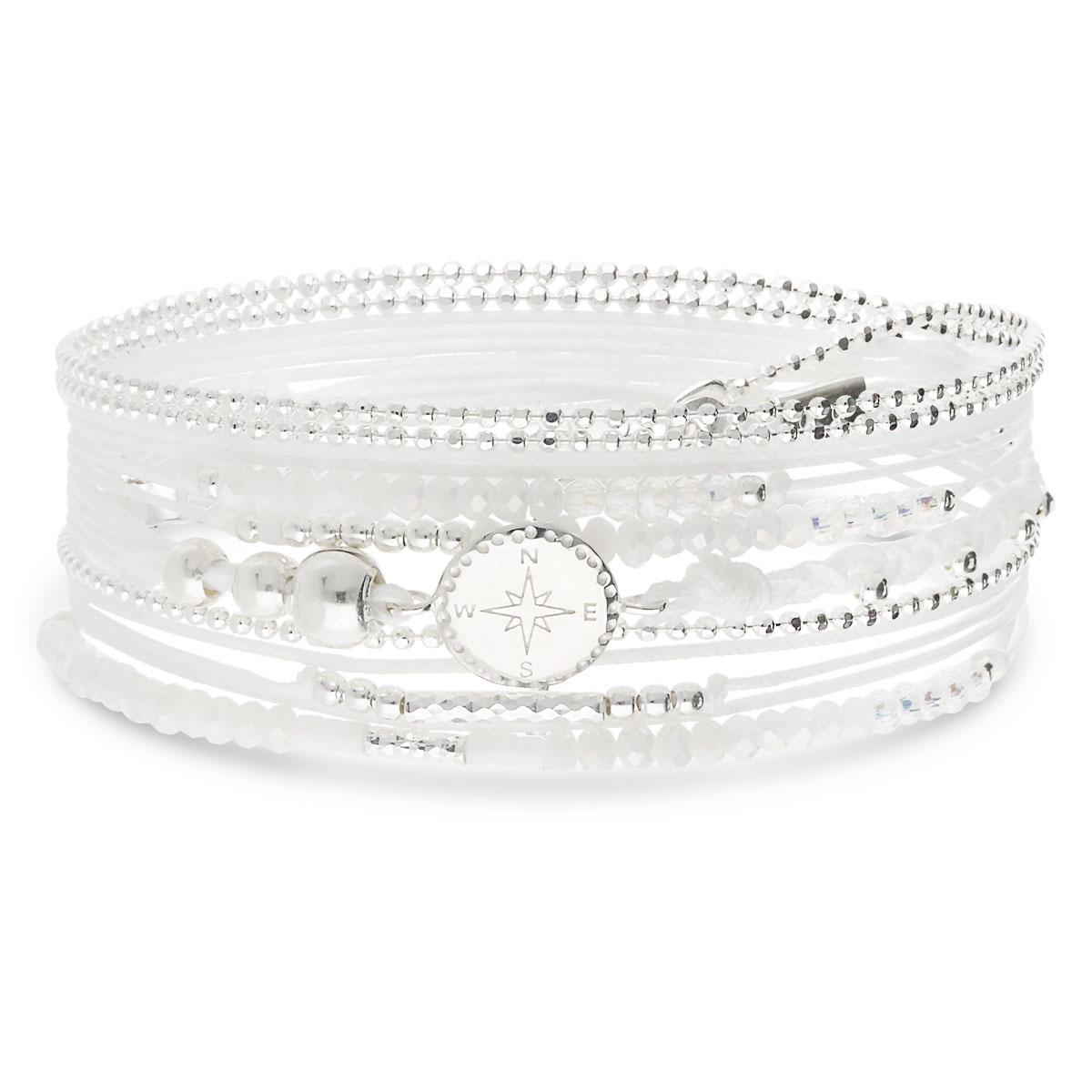 BRACELET MULTI TOURS BLANC ROSE DES VENTS