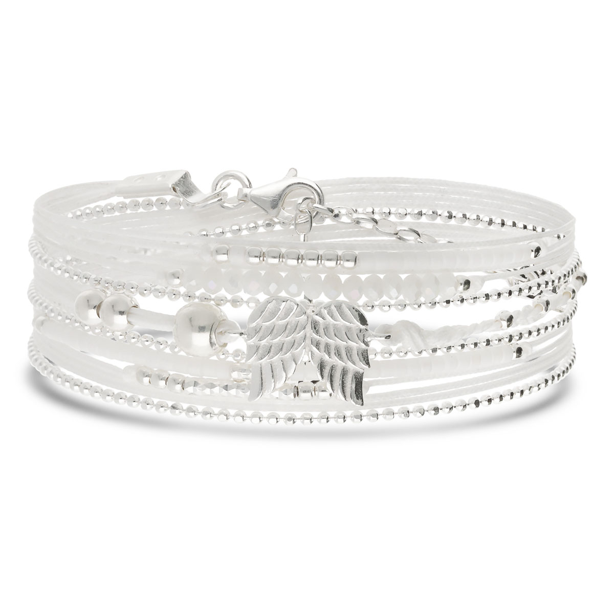 Bracelet 3 Tours Argent 925 Blanc Ailes D\' Ange Le Messager