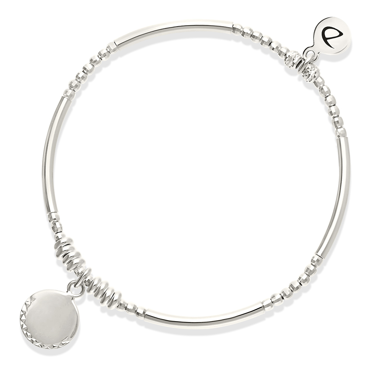 Bracelet Élastique Argent 925 Pastille Ciselée Gravable
