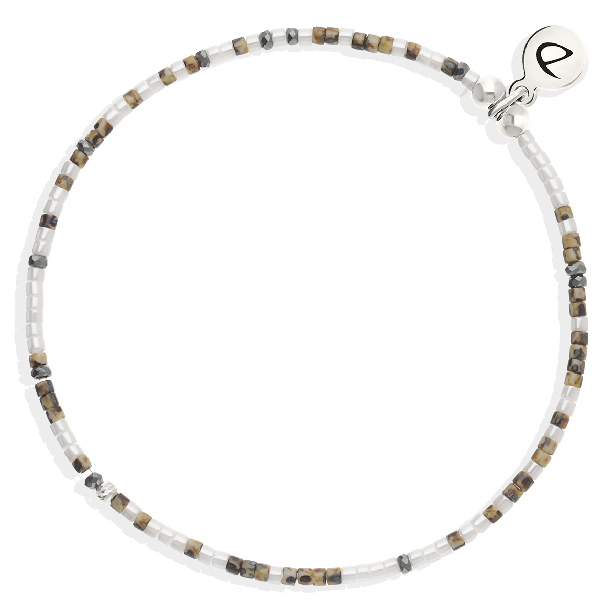 Bracelet Élastique Argent 925 Blanc Hématite Léopard Le Mix