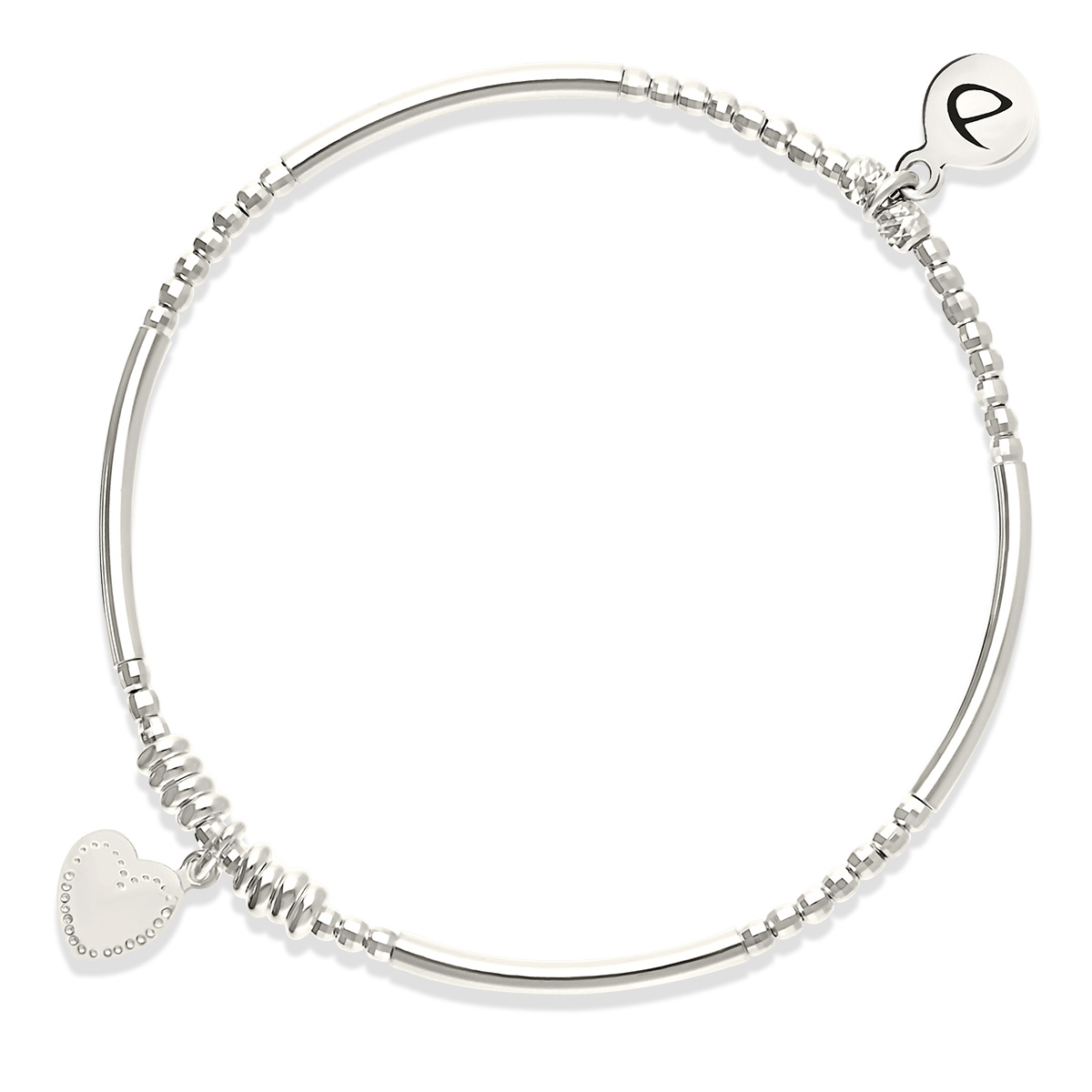 Bracelet Élastique Argent 925 Coeur Penché Gravable