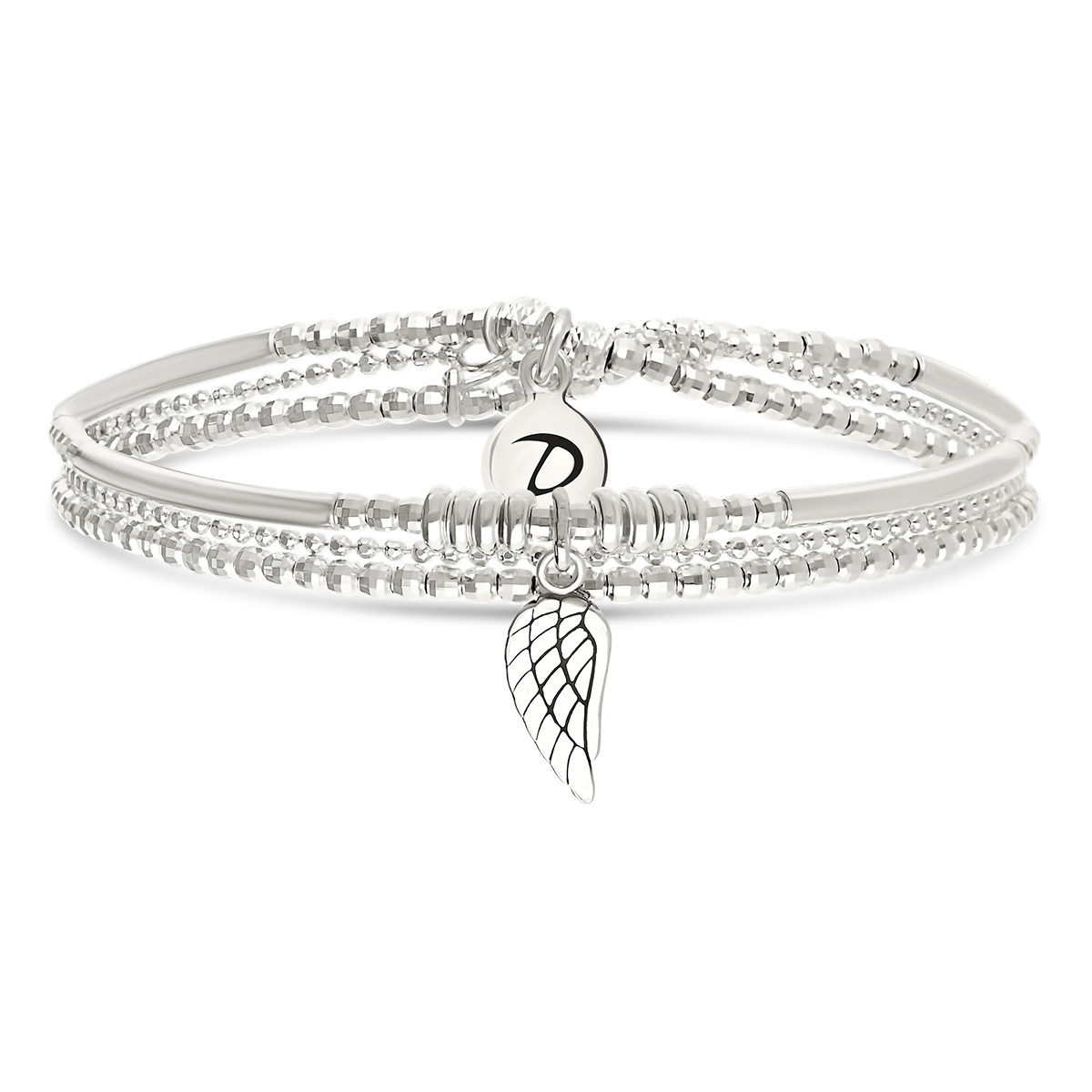 Bracelet Élastique 2 Tours Argent 925 Aile Céleste