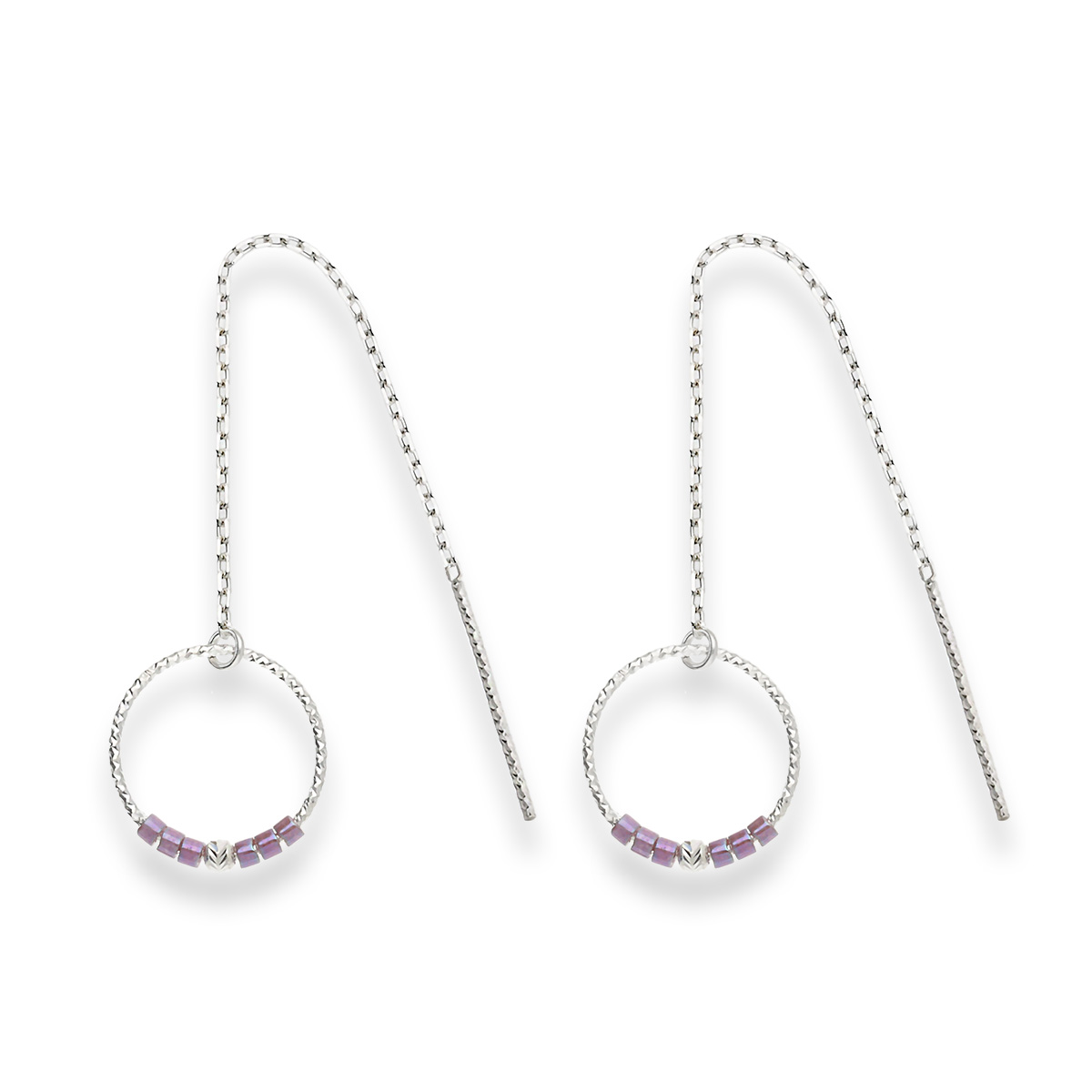 Boucles Pendantes Argent 925 Les Épurées Violette