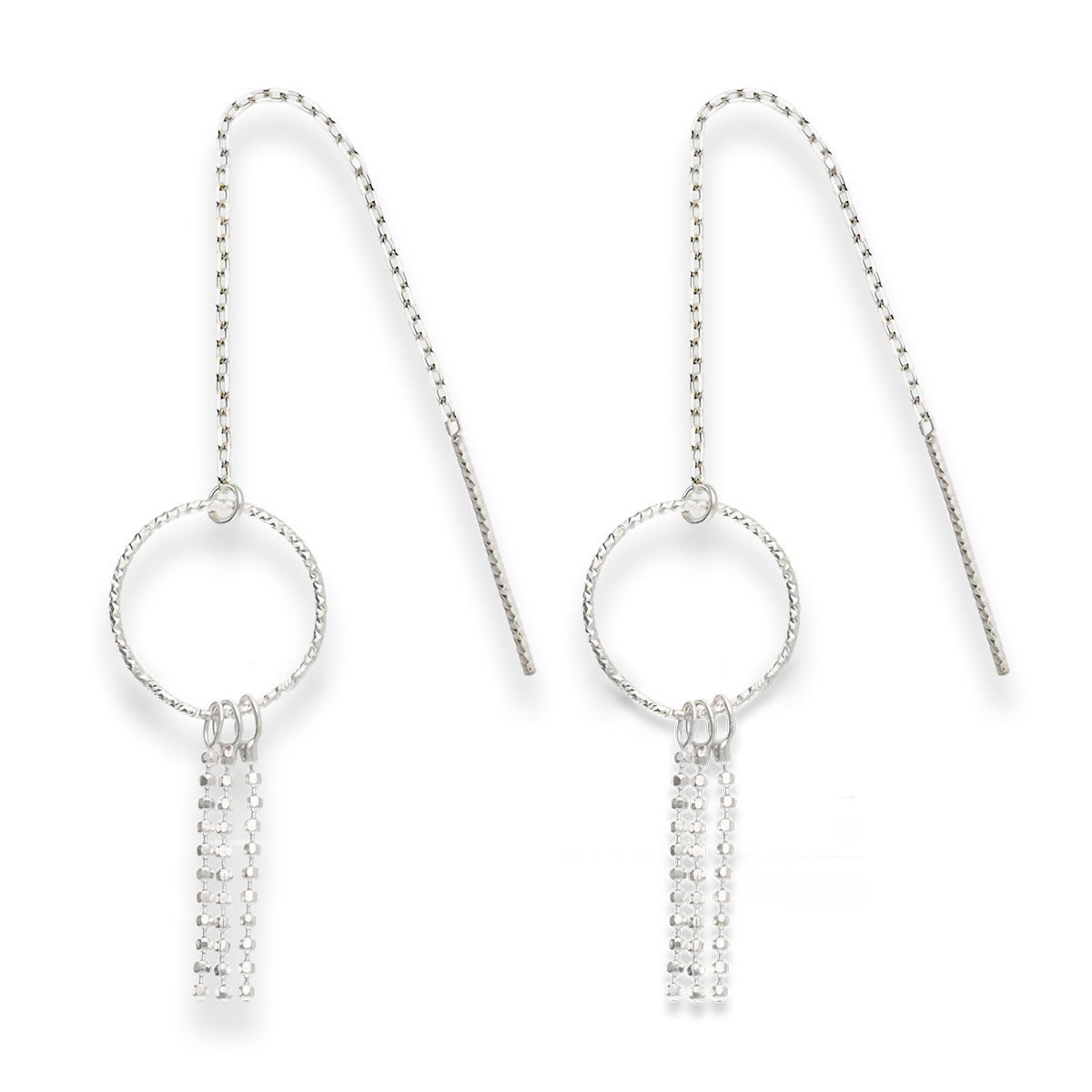 Boucles Pendantes Argent 925 Cascade de Chaînes