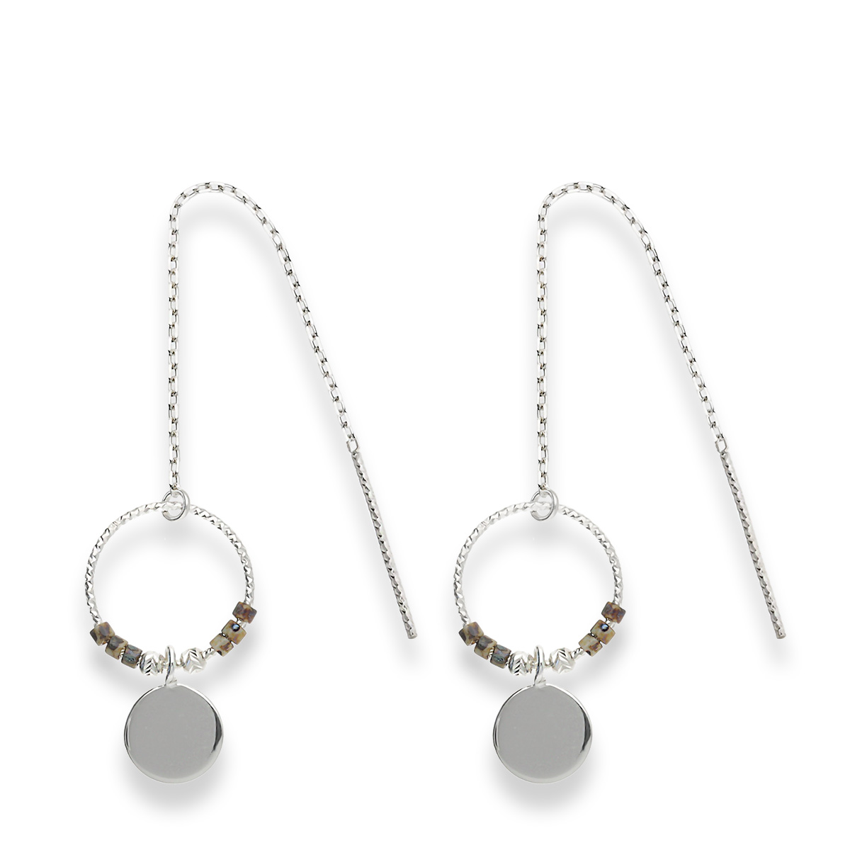 Boucles Pendantes Argent 925 Miyuki Léopard Pastille