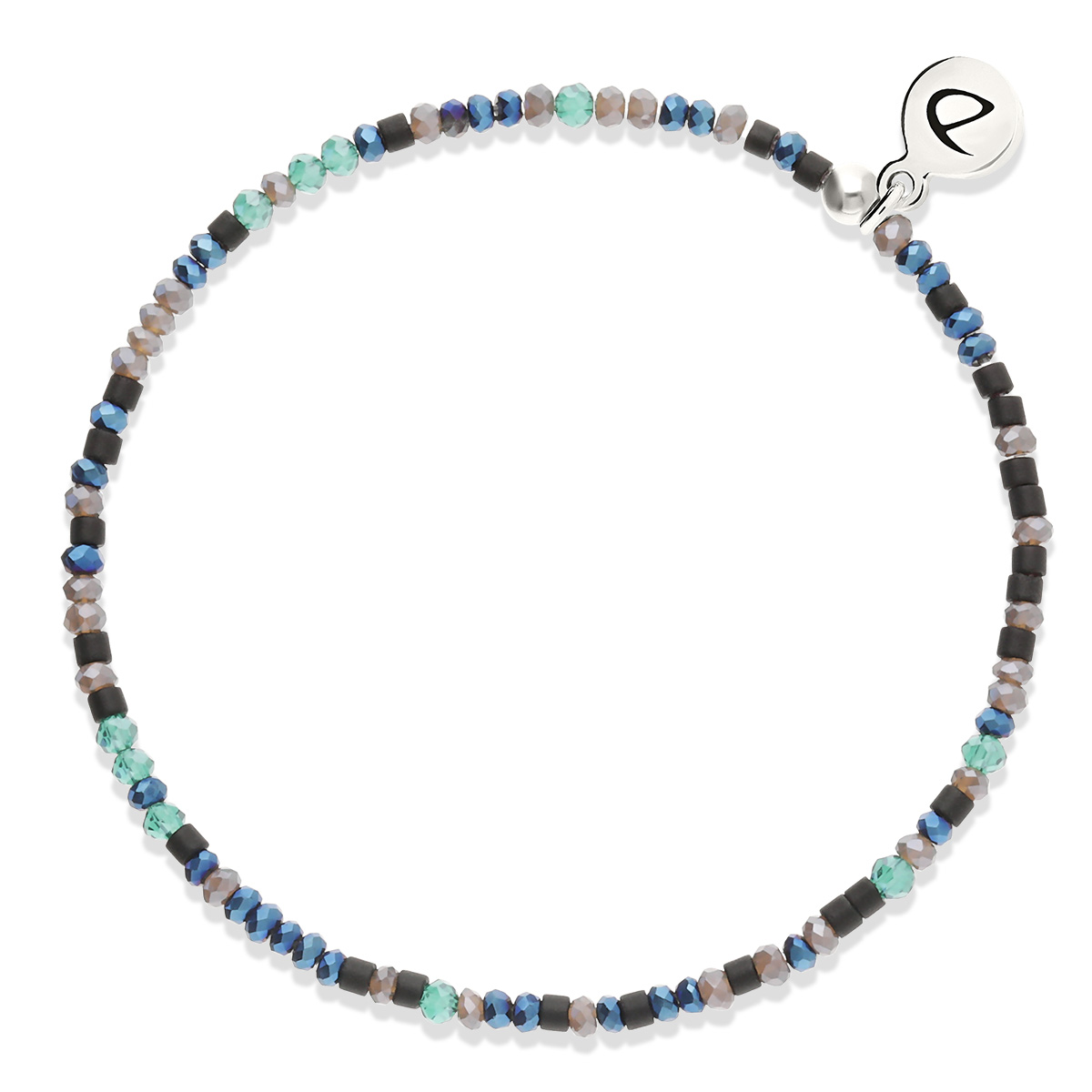 Bracelet Élastique Argent 925 Noir Turquoise