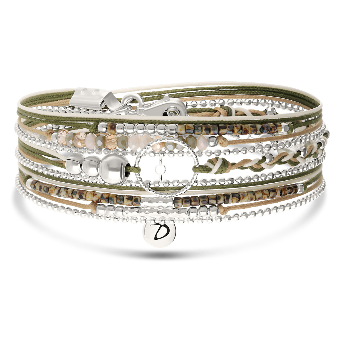 Bracelet 3 Tours Argent 925 Beige Léopard Le Somptueux