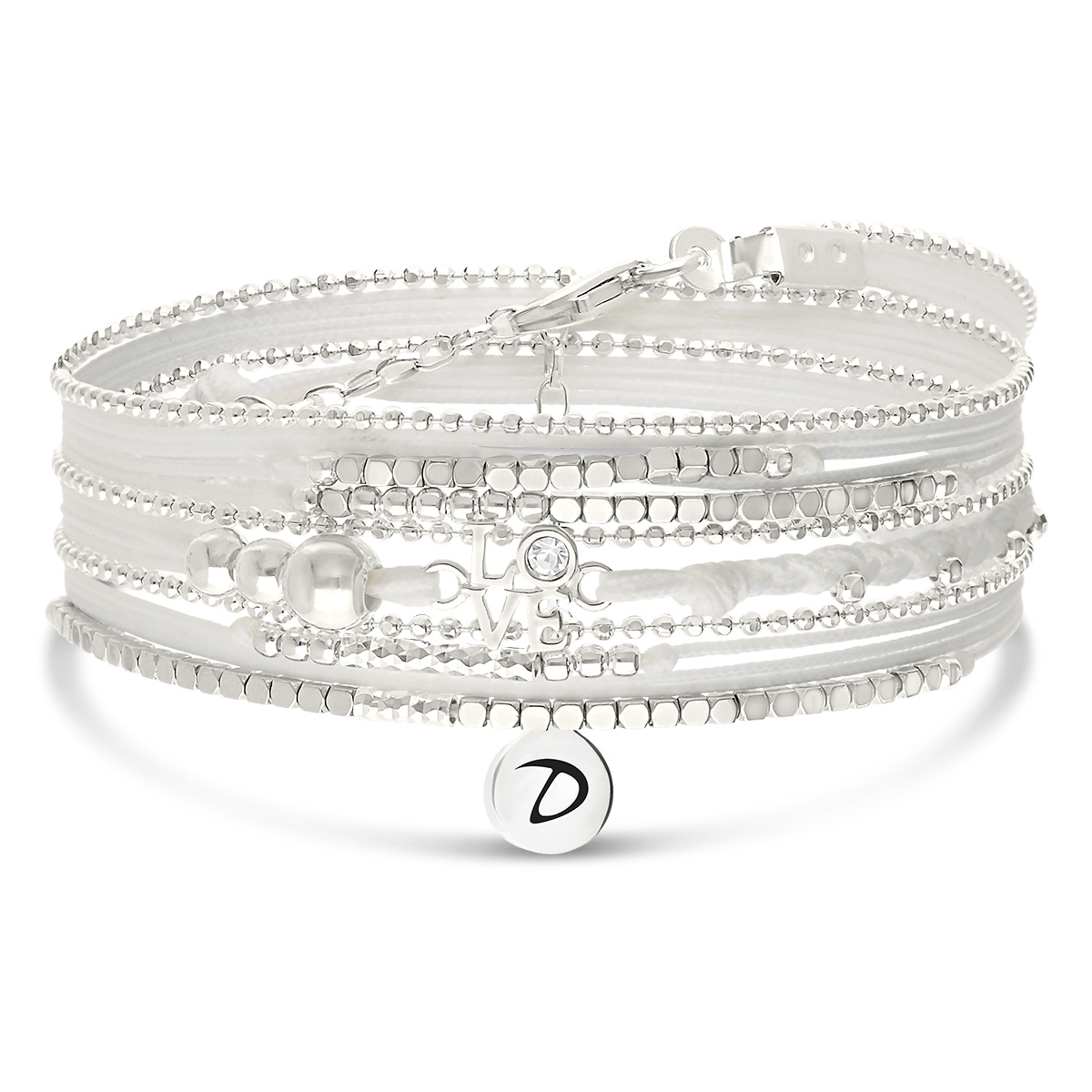 Bracelet 3 Tours Argent 925 Blanc Hématite Love Venise