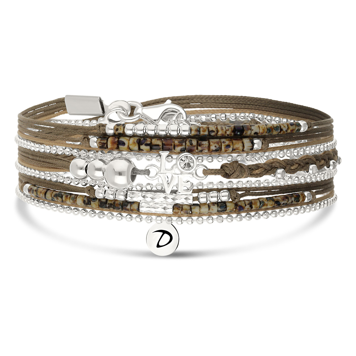 Bracelet 3 Tours Argent 925 Léopard Love Venise