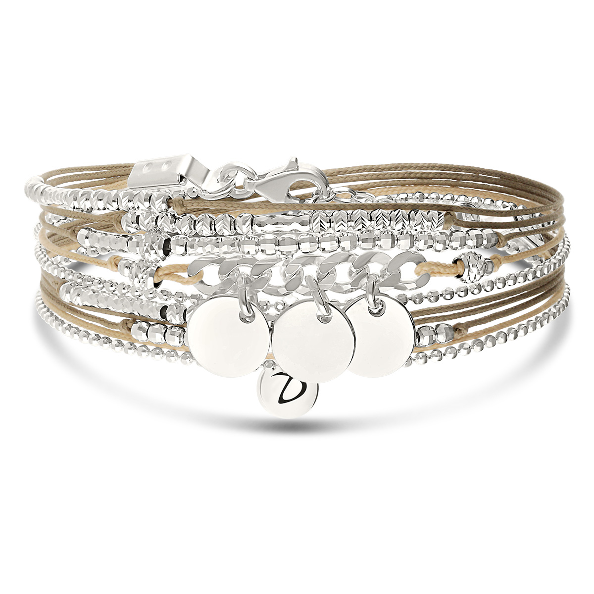 Bracelet Oklahoma Maille Rock Trois Pastilles Argent 925 Léopard Gravable