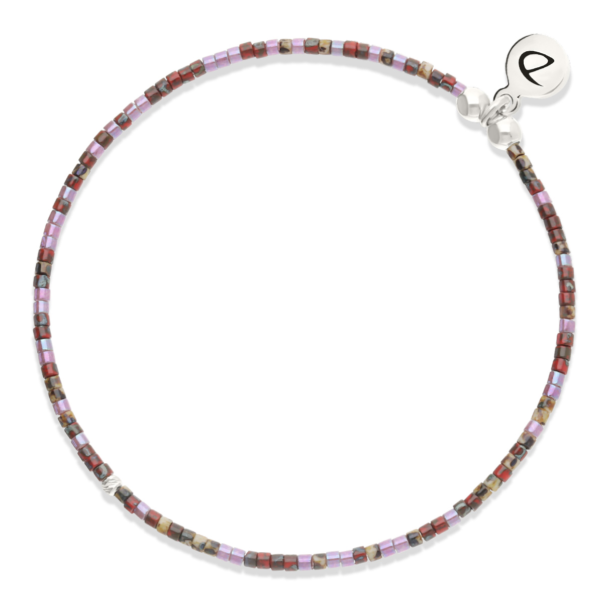 Bracelet Élastique Argent 925 Violet Prune Le Miyuki