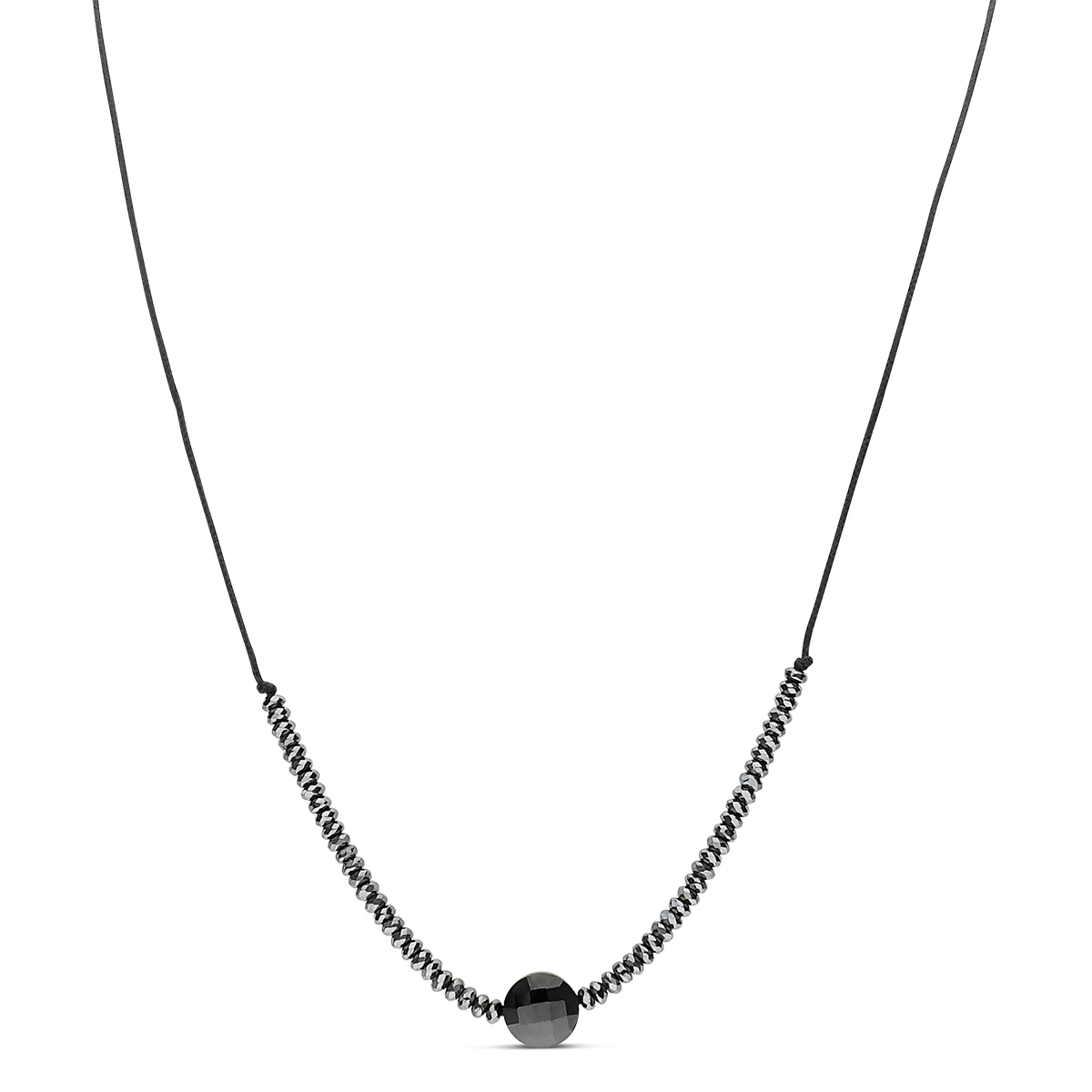 Collier Cordon Noir Argent 925 Spinelle Nocturne
