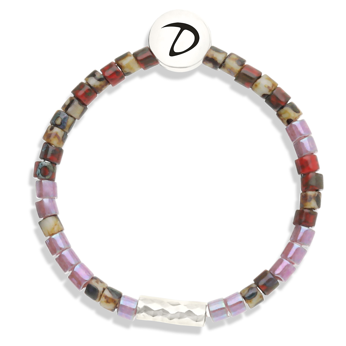 Bague Élastique Argent 925 La Miyuki Violet Prune