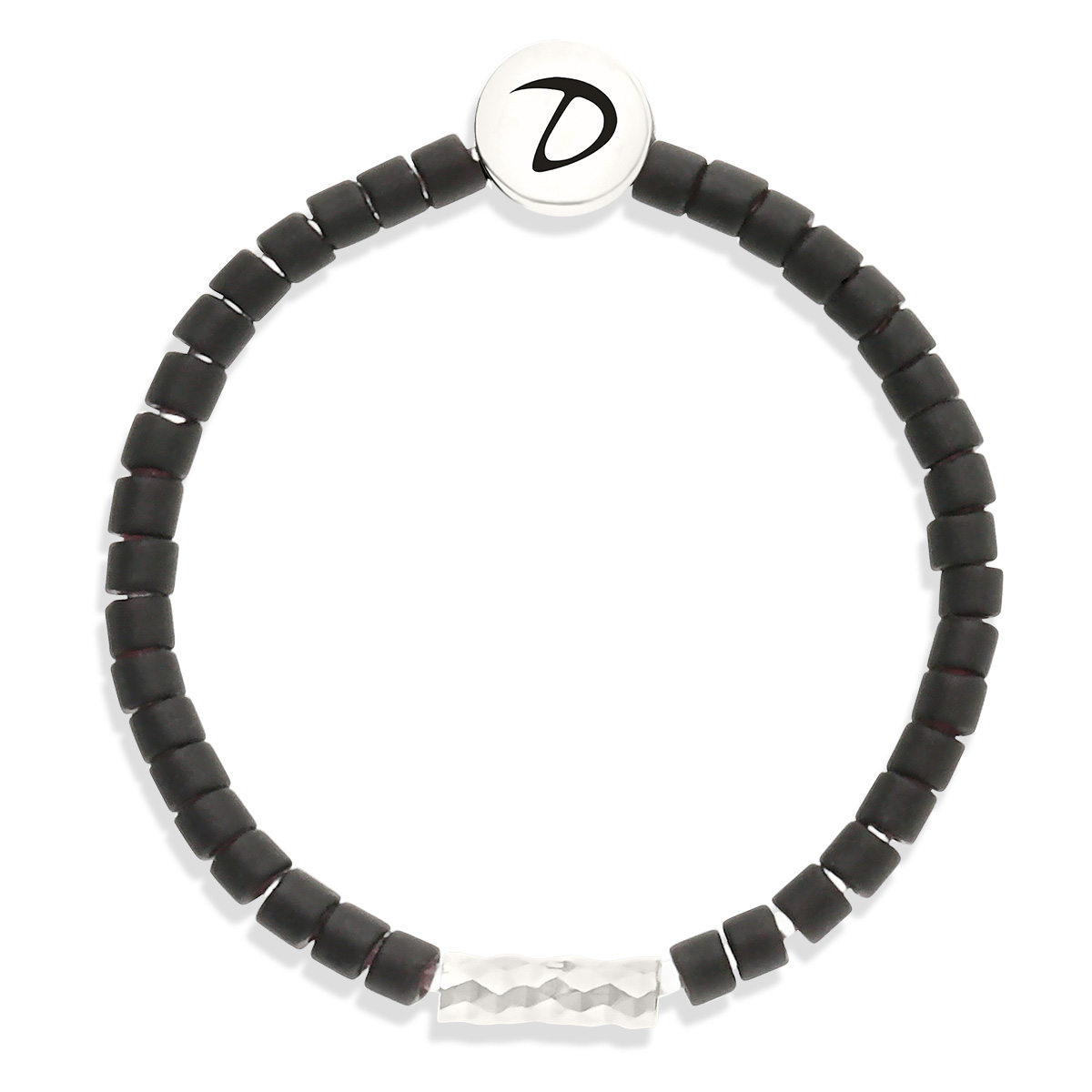 Bague Élastique Argent 925 La Miyuki Noire