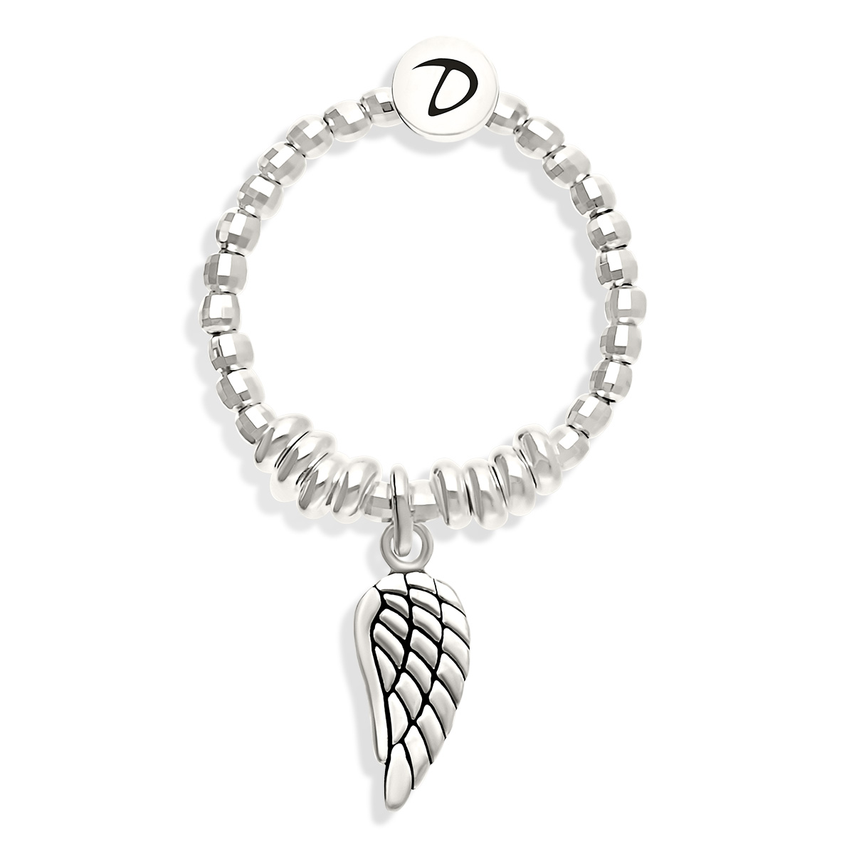 Bague Élastique Argent 925 Rondelles Aile Céleste