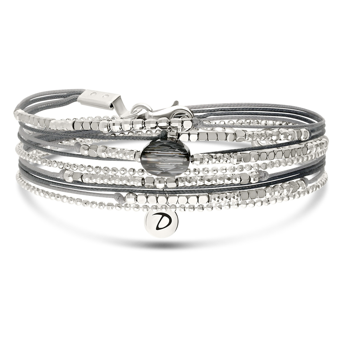 Bracelet 2 Tours Argent 925 Gris Hématite Atlanta Swaro