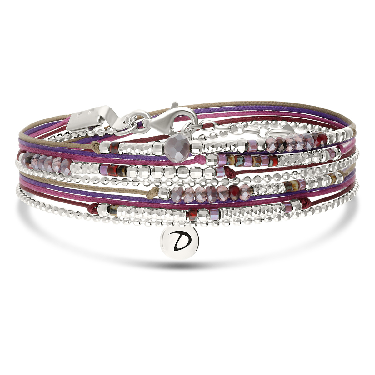 Bracelet 2 Tours Argent 925 Violet Prune Atlanta