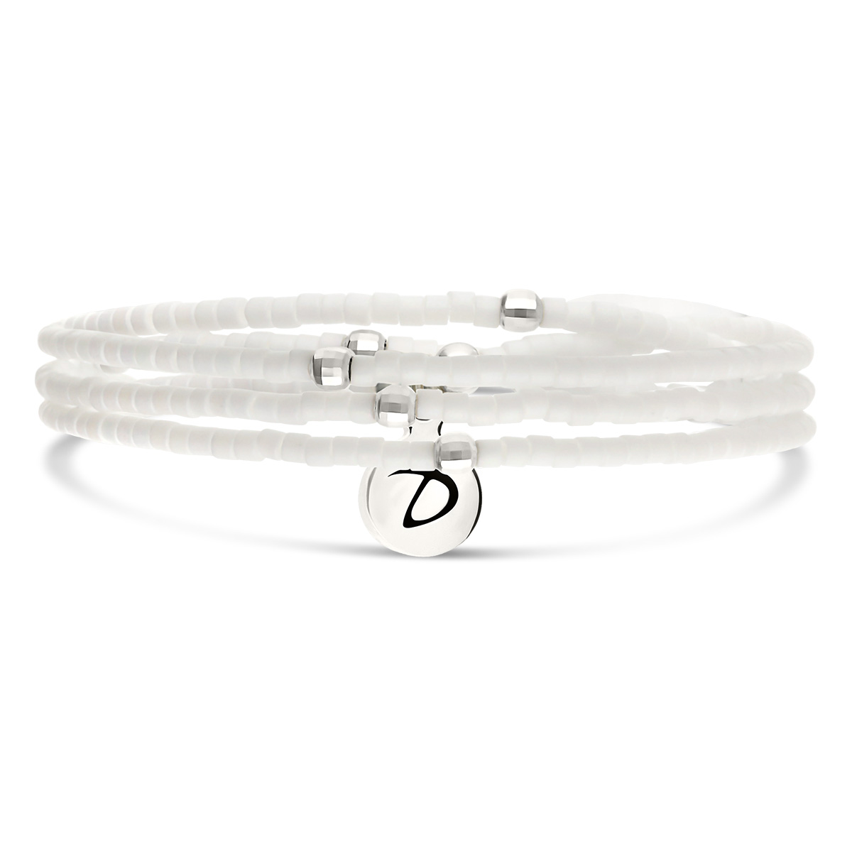 Bracelet Élastique 3 Tours Argent 925 Le Grand Miyuki Blanc