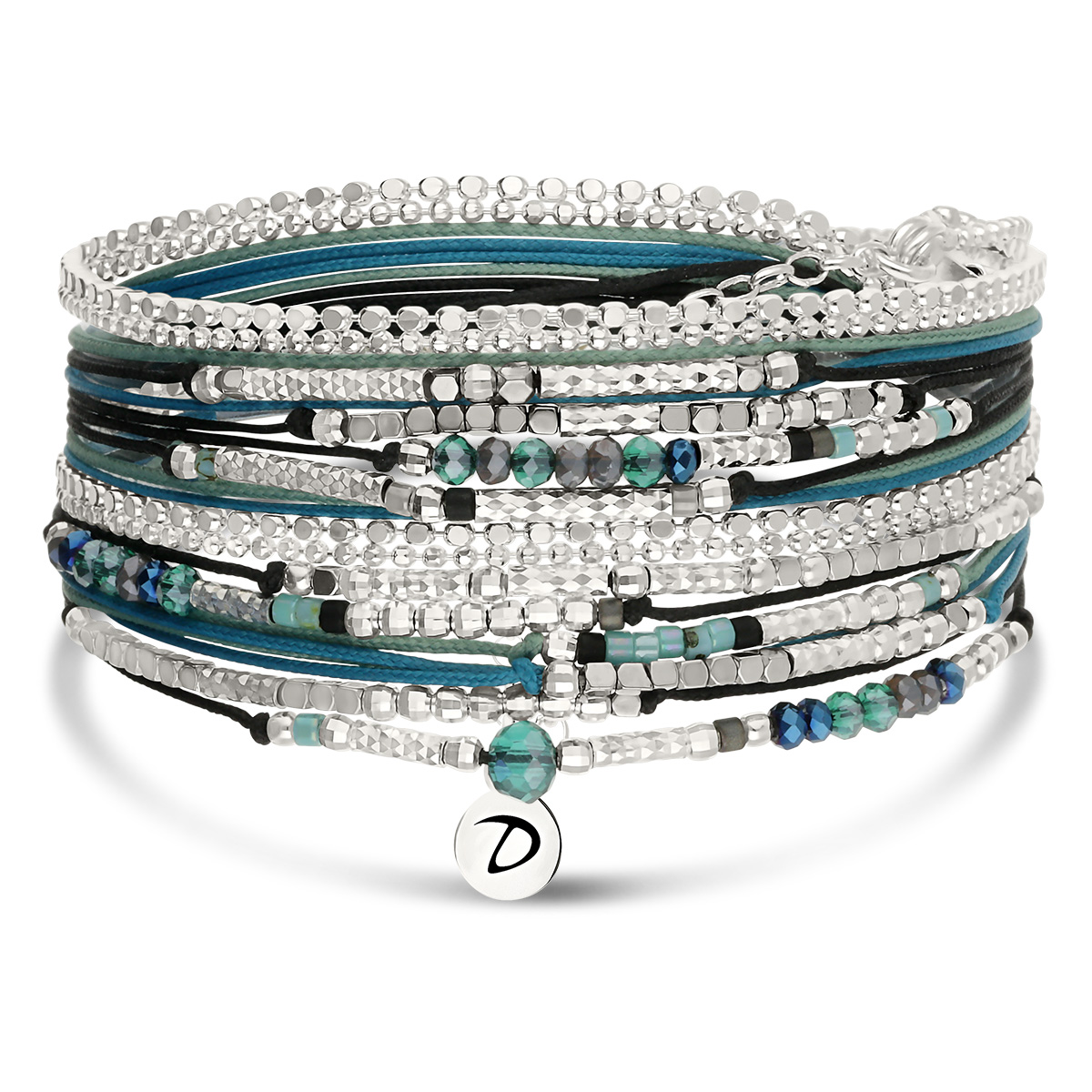 Bracelet 2 Tours Argent 925 Noir Turquoise L\' Audacieux