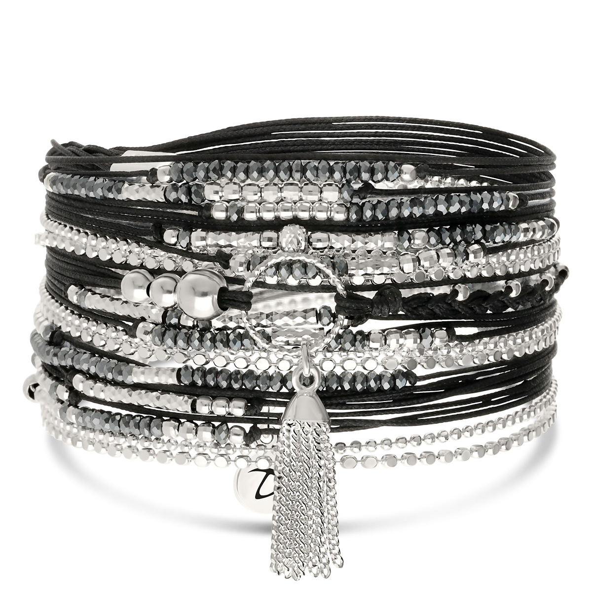 Bracelet 3 Tours Argent 925 Noir Le Pompon Sublime