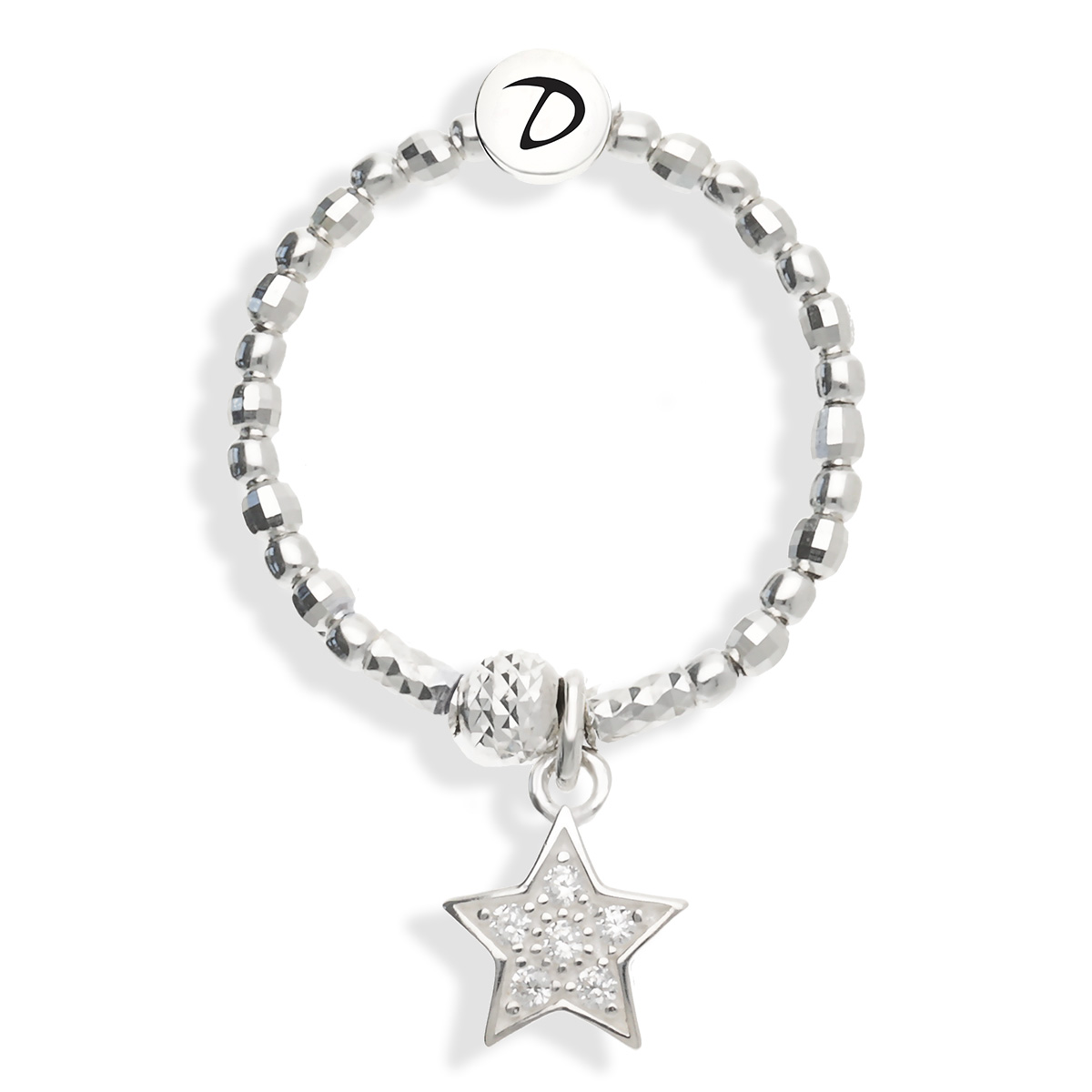 Bague Élastique Étoile Oxyde Argent 925
