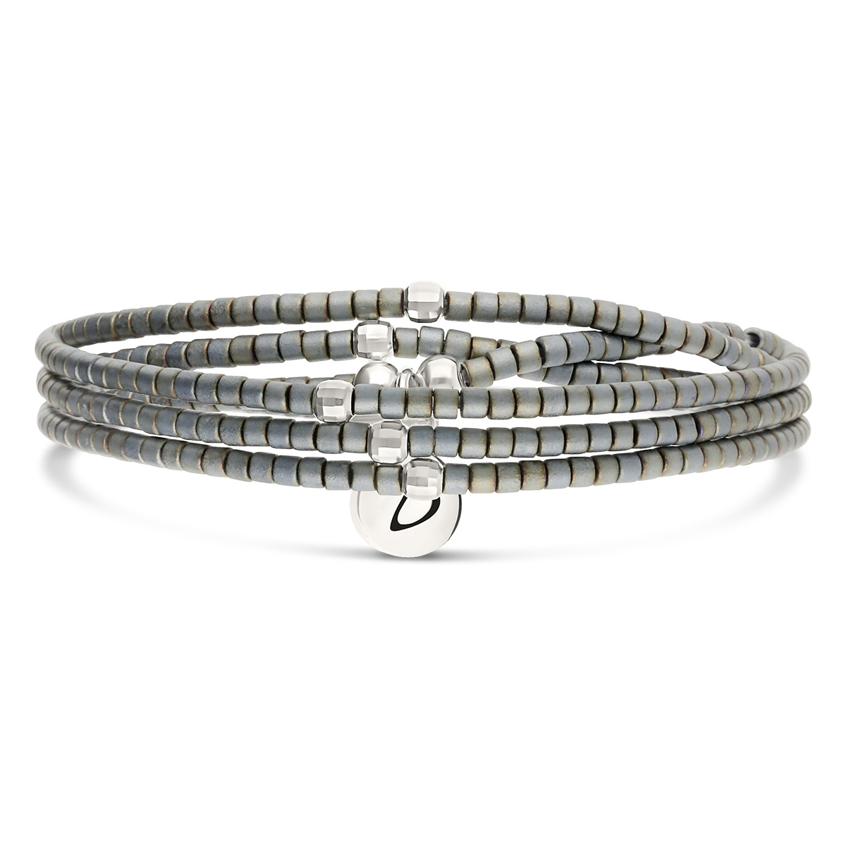 Bracelet Élastique 3 Tours Argent 925 Le Grand Miyuki Choco Gris