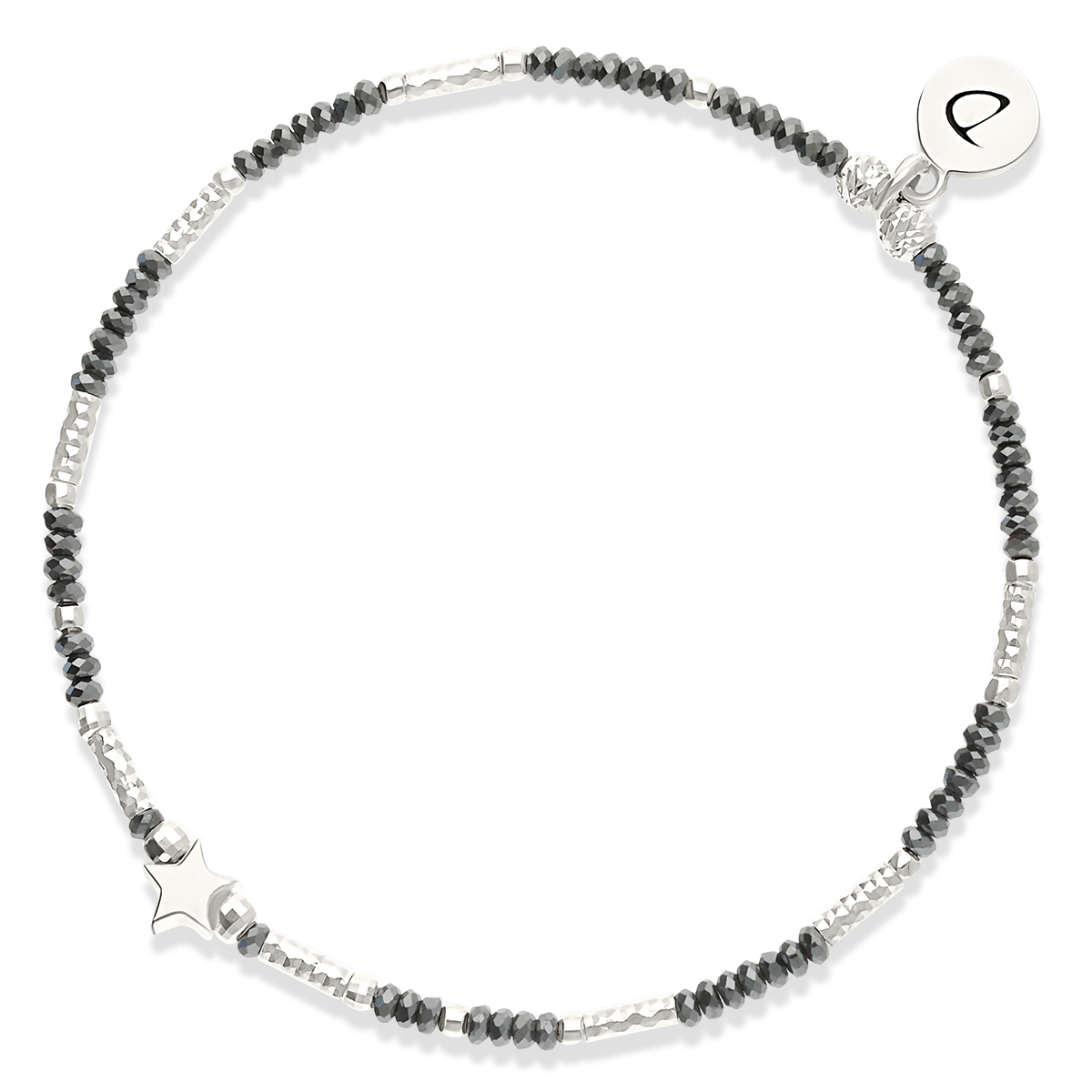Bracelet Élastique Argent 925 Hématite L Étoilé Bohème